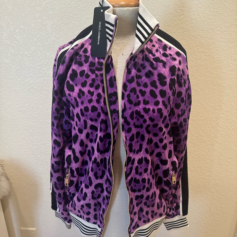 D&G Purple Leopard Warm Up Jacket